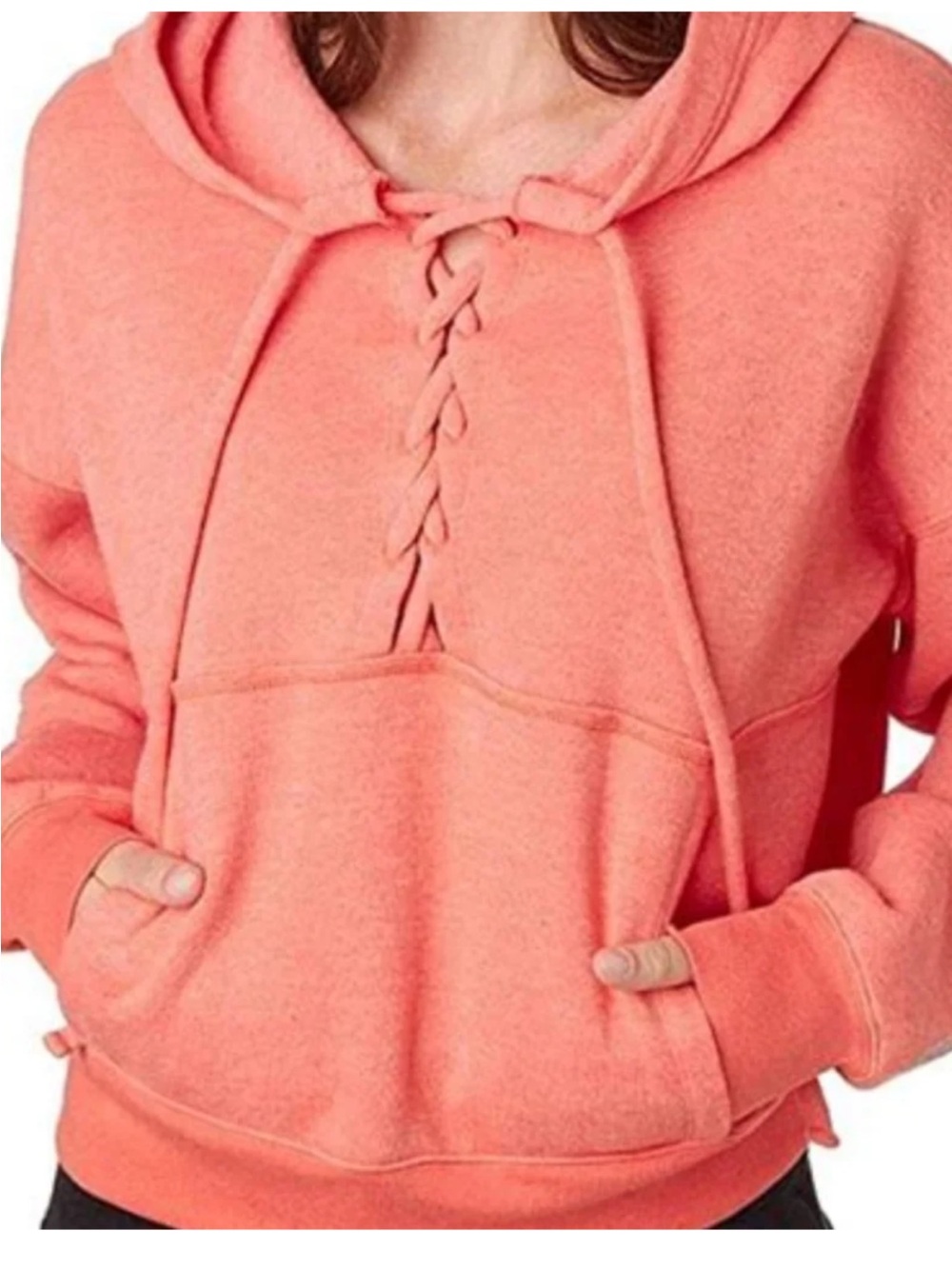 Free people (FP)Women's Coral Lace-Up Hoodie Sweatshirt